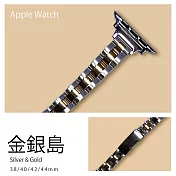細版 精緻三排不鏽鋼錶帶 Apple watch通用錶帶 38/40/41mm金銀島