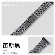 氣質雙鍊金屬錶帶 Apple watch通用錶帶 38/40/41mm宙斯黑
