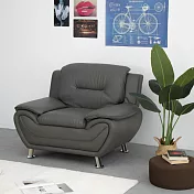 IDEA-簡約奢華皮革沙發組-單人沙發 深灰色