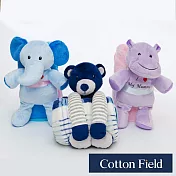 棉花田超柔可愛玩偶多功能保暖毯-多款可選(100x75cm) 粉藍-大象