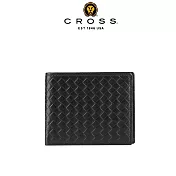 【CROSS】臺灣總經銷 限量2折 頂級小牛皮編織紋8卡男用皮夾 阿梅爾系列 全新專櫃展示品 (黑色 贈禮盒提袋)
