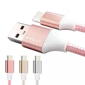 Type-C 3.0A 二代金屬系經典編織線 傳輸充電線(1M) 隨機不挑色