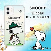 史努比/SNOOPY 正版授權 iPhone 12 / 12 Pro 6.1吋 共用 漸層彩繪空壓手機殼(郊遊)