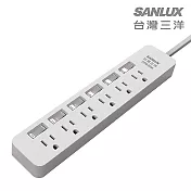 SANLUX台灣三洋 轉接電源線-3孔6座6切插座1.8M SYPW-366AA