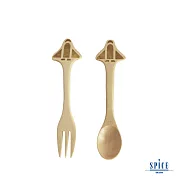 【SPICE】日本 PETIT’S MAMAN 兒童 天然木頭叉子&湯匙套組- 火箭