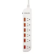 Philips 6開6插電源延長線1.8M(白) SPB2661WA/96