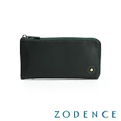 ZODENCE SEAL進口牛皮6卡拉鍊長夾 深綠