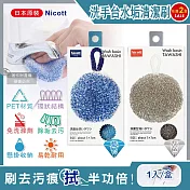 (2盒任選超值組)日本SANBELM Nicott-洗手台水龍頭排水口環狀PET免洗劑圓形水垢清潔刷1入/盒(耐熱透氣快乾有掛繩好收納) 灰色*2