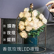 【莎姐嚴選】香氛玫瑰LED擴香夜燈-鳥籠藤蔓款(附贈USB充電插頭) 鳥籠藤蔓