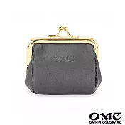 【OMC】義大利植鞣革復古牛皮口金零錢包- 大象灰