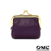 【OMC】義大利植鞣革復古牛皮口金零錢包- 深紫