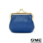 【OMC】義大利植鞣革復古牛皮口金零錢包- 天藍