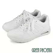 【GREEN PHOENIX】男 休閒鞋 小白鞋 綁帶 厚底 台灣製 JP25.5 白色