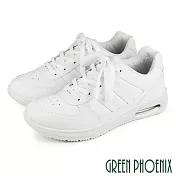 【GREEN PHOENIX】男 休閒鞋 小白鞋 綁帶 厚底 臺灣製 JP25.5 白色