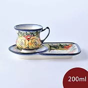 波蘭陶 繁花逸麗系列 花茶杯+茶托點心盤組 200ml 波蘭手工製