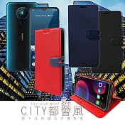 CITY都會風 Nokia 5.3 插卡立架磁力手機皮套 有吊飾孔 承諾黑