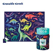 【美國crocodile creek】生物主題學習桶裝拼圖100片-恐龍世界