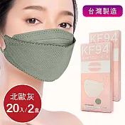 韓版4D口罩 醫療級 魚型口罩 KF94成人立體口罩 (20片/2盒) 台灣製造 魚形口罩- 北歐灰