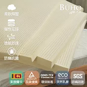 【BUHO布歐】厚5cm斯里蘭卡進口天然純乳膠床墊『附高級鋼框收納袋』 (雙人加大6尺)
