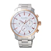 Roven Dino羅梵迪諾 金牌特務三眼時尚腕錶-銀X玫瑰金框