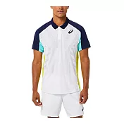 Asics [2041A193-101] 男 POLO衫 短袖上衣 海外版 服飾 運動 訓練 透氣 白藍