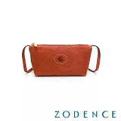 ZODENCE HAN義大利植鞣革船型斜背手機包 橘紅