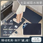 生活良品-一縷炊煙七彩絨3層科技瞬吸快乾透氣柔軟廚房流理臺吸水腳踏地墊1入/卷(安全防滑可洗衣機清洗) 藏青