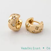 Wanderlust+Co 澳洲品牌 金色小圓耳環 鑲鑽星夜耳環 Starry Night