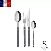 【Sabre Paris】Bistrot復古酒館純色系列-亮面4件組餐具 -鐵灰