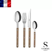 【Sabre Paris】Bistrot復古酒館混合材質系列-亮面4件組餐具 -柚木