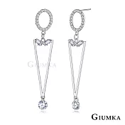 GIUMKA長款耳釘耳環三角幾何元素女耳飾三角圓舞曲 精鍍正白K MF20057 生日聖誕節交換禮物推薦 銀色一對