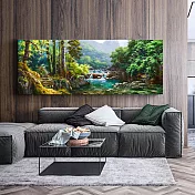 【御畫房】春水長流 國家一級畫師手繪油畫60×120cm VF-36 (客製商品)