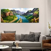 【御畫房】江山攬勝 國家一級畫師手繪油畫60×120cm VF-45 (客製商品)