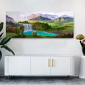 【御畫房】青山綠水 國家一級畫師手繪油畫60×120cm VF-47 (客製商品)