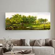 【御畫房】湖畔晨曲 國家一級畫師手繪油畫60×120cm VF-52 (客製商品)