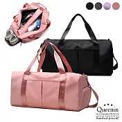 DF Queenin日韓 - 乾濕分離獨立鞋袋肩斜背旅行健身包-共4色 紫色
