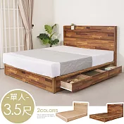 《Homelike》松野附插座三抽床台組-單人3.5尺(二色可選) 單人床 床組 抽屜床底 抽屜床台 專人配送安裝 積層木