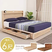 Homelike 喜家居雙人加大6尺附插座六抽屜床組(兩色可選)(2155) 梧桐色