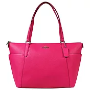 COACH 文字飾牌肩背托特包-桃紅