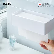 【日本ISETO】日製磁吸壁掛/桌上兩用寬形下降式沉蓋面紙盒- 白