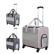 摩達客-優雅質感加大空間避震可拆式折疊旅行寵物拉桿箱籠/15KG以下貓狗適用/三色可選 淺灰色(LGR)