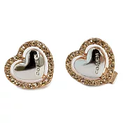 COACH 心型鑲崁愛心造型水鑽耳環-玫瑰金/銀 (無盒裝)