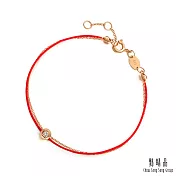 【點睛品】PROMESSA 同心 18K玫瑰金鑽石紅繩手鍊 17 18K玫瑰金