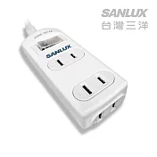 SANLUX台灣三洋 超安全轉接延長電源線-2孔3座單切線長1.8M SYPW-231AA