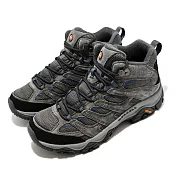 Merrell 戶外鞋 Moab 3 Mid GTX 男鞋 深灰 藍 防水 中筒 真皮 登山鞋 ML035789 26cm GRANITE/POSEIDON