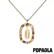 PD PAOLA 西班牙輕奢時尚品牌 I AM系列 圓圈字母彩鑽項鍊-鍍18K 金(O)