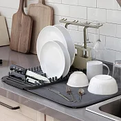《Umbra》吸水墊+高腳杯碗盤瀝水架 | 餐具 碗盤收納架 流理臺架 - 昏灰