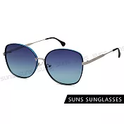 【SUNS】時尚大框墨鏡 歐美秘戀太陽眼鏡 質感鑲鑽金屬簡約框 檢驗合格 抗UV400 漸層藍綠