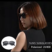 【SUNS】Polarized時尚簡約偏光太陽眼鏡 超輕量僅18g 男女適用 防眩光 抗UV400   黑框