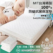 【AGAPE 亞加．貝】台灣製 100%防蟎抗菌 雙人5x6.2尺 保潔墊(SGS國際認證) 5尺